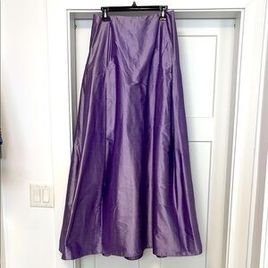 Elegant Silk Purple Maxi Skirt With Drop Yoke